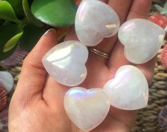 Small Angel Aura Rose Quartz Heart