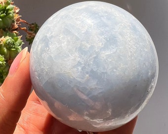 Large Polished Blue Calcite Sphere, Crystal Ball (6cm)