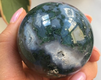 Polished Moss Agate Sphere (4.5cm)