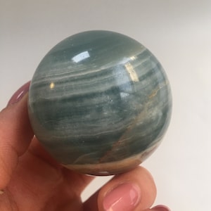 Aquatine Lemurian Calcite Sphere, Lemurian Aquatine Calcite, Blue Onxy