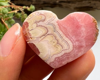 Polished Rhodochrosite Heart, Pink Stone