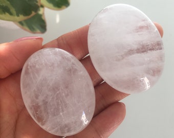 Polished Clear Quartz Palm Stone, Healing Crystal