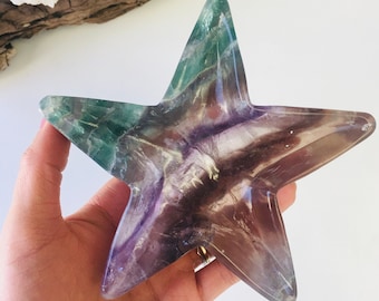 Bol étoilé en fluorite arc-en-ciel, décoration cristalline
