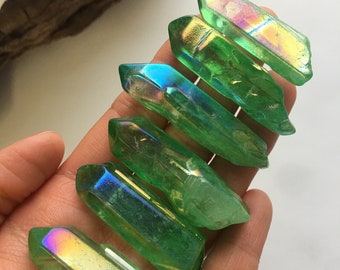 Green Aura Quartz Point, Angel Aura Crystal