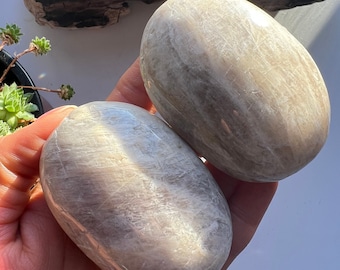 Rainbow Moonstone Palm Stone, Crystal Healing, Protection Stone