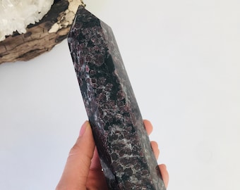 XL Red Garnet Crystal Tower, Polished Point