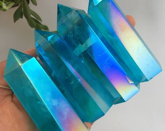 Blue Aura Quartz Point, Blue Angel Aura Quartz, Aqua Aura Quartz Point, Angel Aura Quartz Point, Blue Aura, Aura Blue Quartz