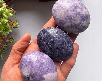 Lepidolite Palm stone, lepidolite, pocket stone, lithium mica, palm stone, polished lepidolite