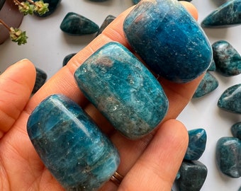 Blue Apatite Tumbled Stone, Polished Crystal