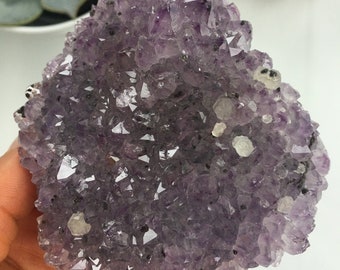 Amethyst with calcite cluster, Amethyst, Calcite