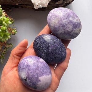 Lepidolite Palm stone, lepidolite, pocket stone, lithium mica, palm stone, polished lepidolite