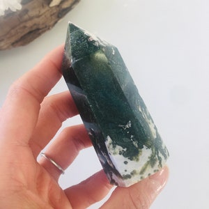 Moss Agate Tower, Moss Agate Point, Green Moss Agate, Moss agate Crystal, Healing Crystal, Moss Agate, Crystal Tower, Crystal Point, Agate