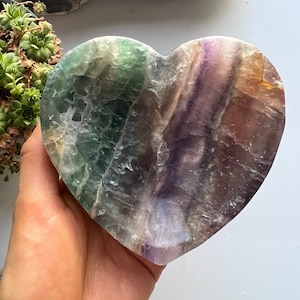 Rainbow Fluorite Heart Bowl, Crystal Bowl, Rainbow Fluorite Bowl, Rainbow Fluorite, Fluorite Bowl, Heart Shaped Bowl, Crystal Healing