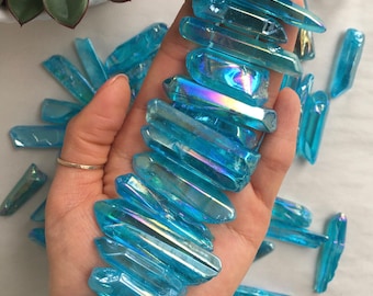 Blue Aura Quartz Point, Blue Aura Quartz, Blue Angel Aura Quartz, Aura Quartz, Healing Crystal, Aura Crystal, Rainbow Aura Crystal
