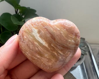 Polished Ocean Jasper Heart Crystal, Natural Stone Carving, Atlantis Stone