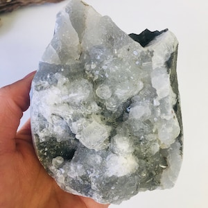 Apophyllite and Blue Chalcedony Cluster, Raw Apophyllite, Raw Chalcedony, Blue Chalcedony, Apophyllite cluster, Crystal Healing