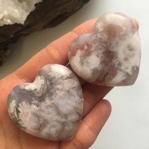 Cherry Blossom Agate Heart, Cherry Blossom Agate, Flower Agate heart, Crystal Heart, Flower Agate, Polished Flower Agate, Charka Heart