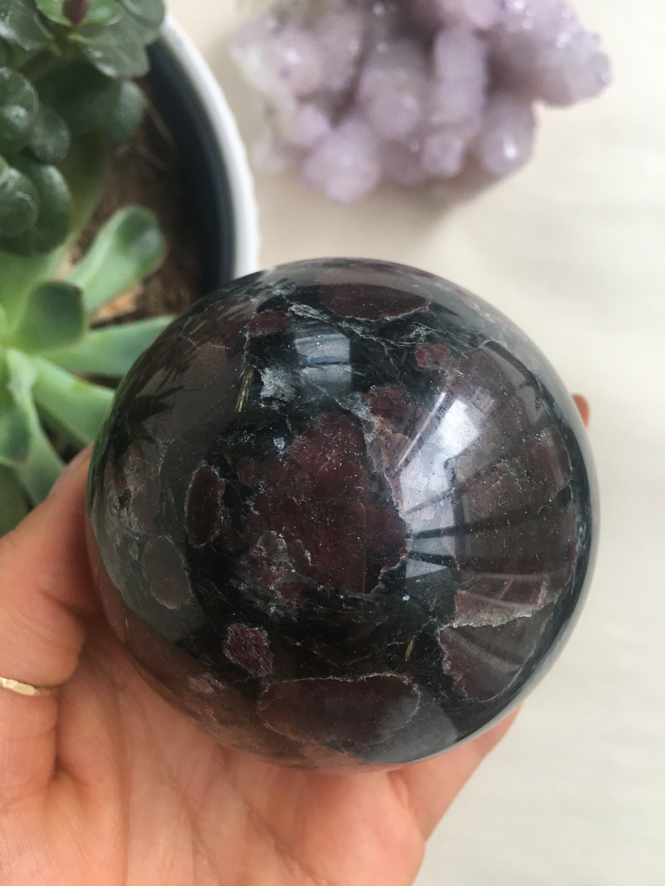 Rare Garnet Astrophyllite Sphere, Natural Crystal (6.5cm) - Etsy