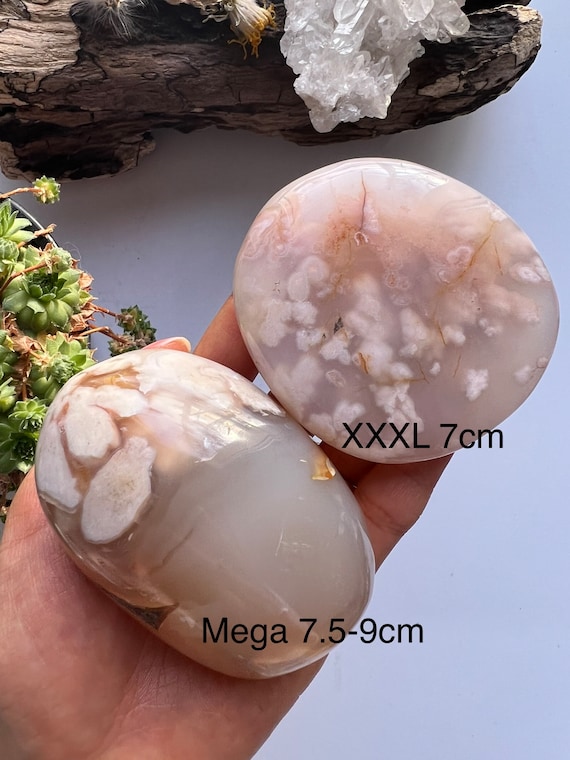 Cherry Blossom Agate Palm Stone, Flower Agate Palm Stone, Natural