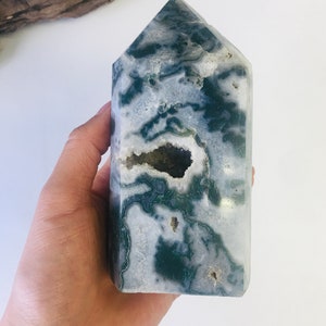 XL Moss Agate Tower, Moss Agate Point, Green Moss Agate, Moss agate Crystal, Healing Crystal, Moss Agate, Crystal Tower, Crystal Point