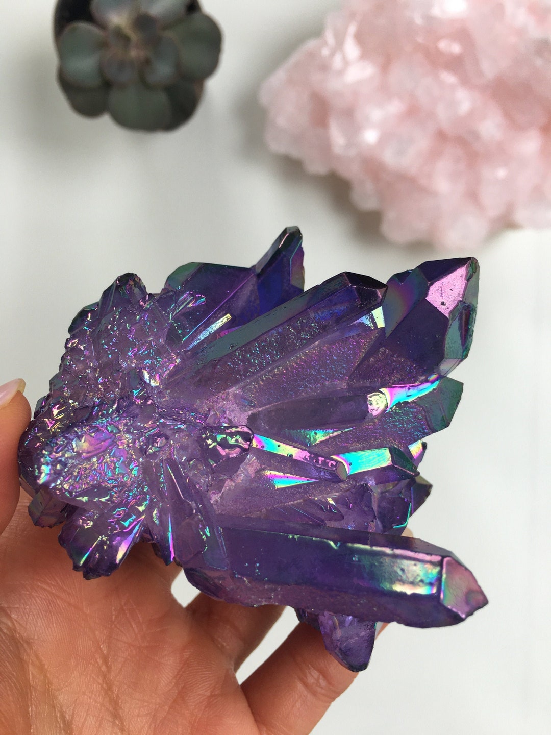 Cluster Di Cristallo Guaritore Arcobaleno Titanio Bismuto - 30g - Quarzo Naturale Per Meditazione