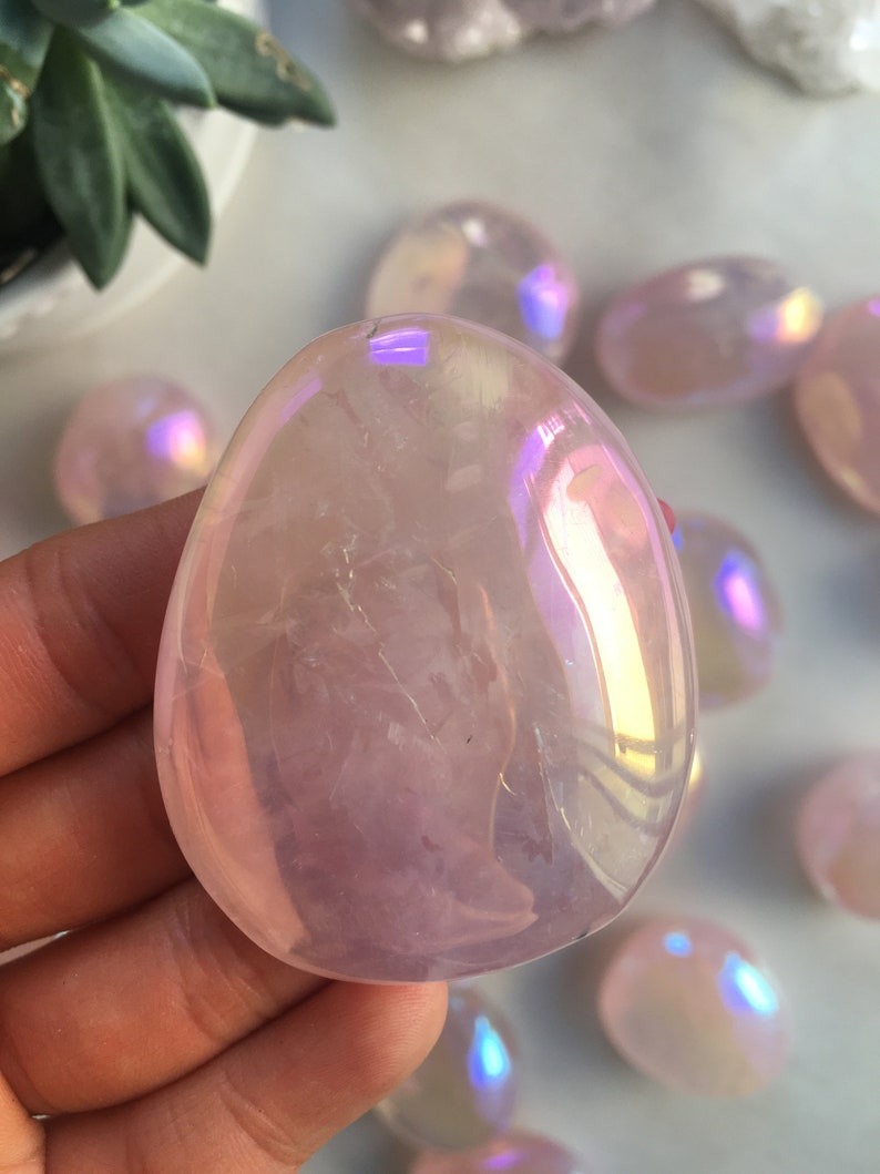 Angel Aura Rose Quartz Palm Stone Aura Rose Quartz Angel Etsy Canada