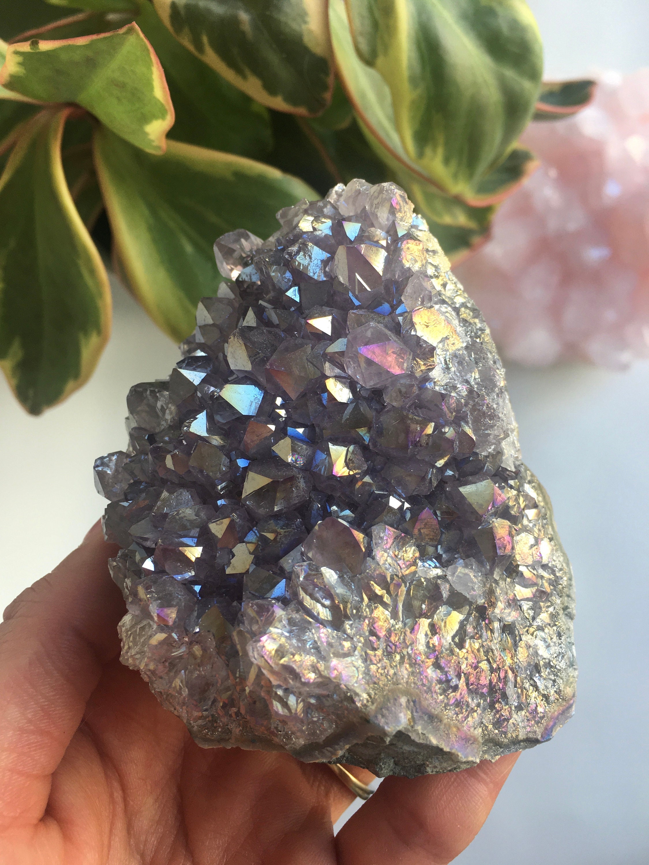 Aura Amethyst Cluster, Aura Amethyst, Angel Aura Amethyst, Natural Amethyst, Angel Aura Crystal, Rainbow Aura Amethyst, Aura Crystal