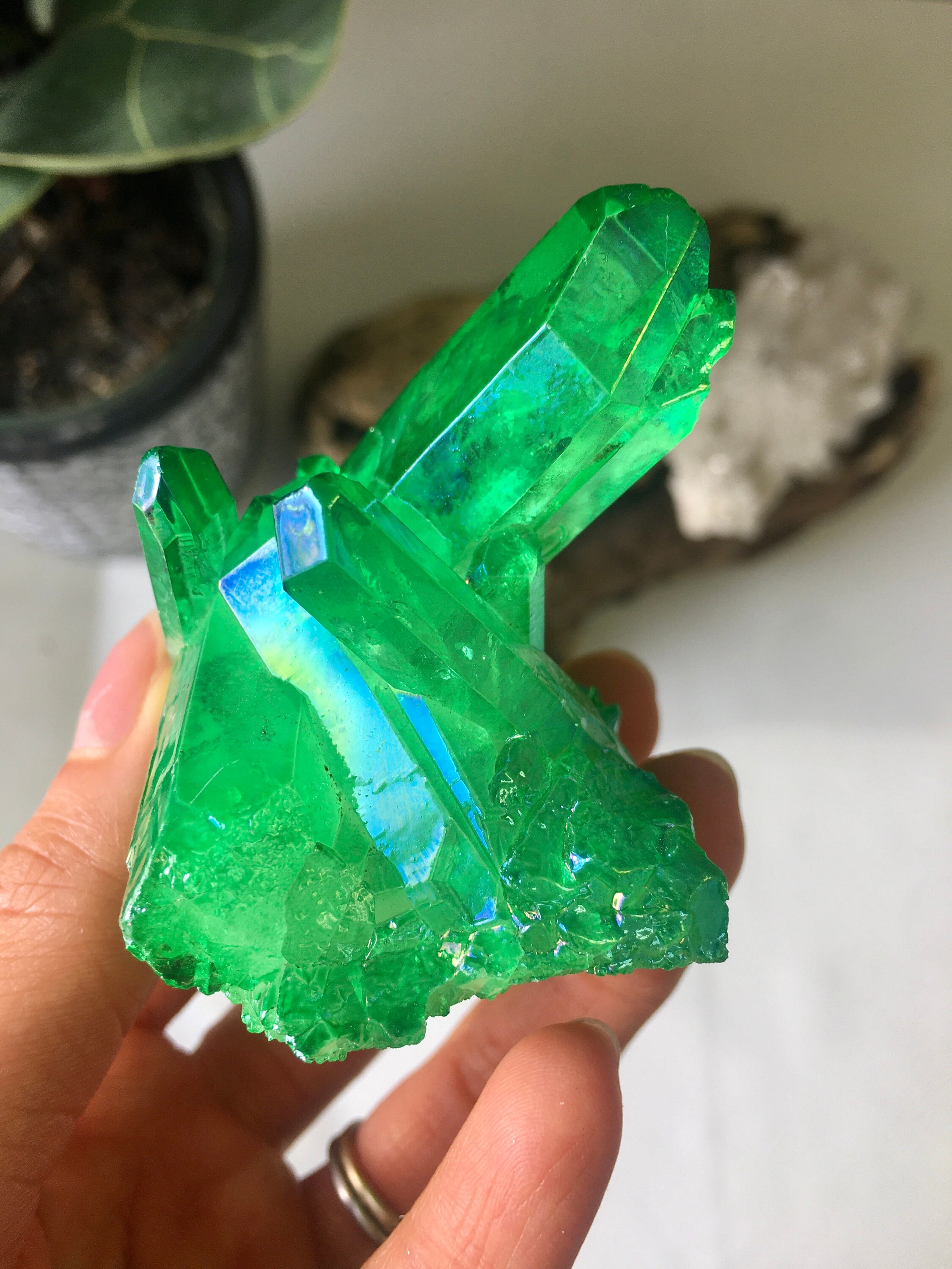 グリーン オーラ クォーツ クラスター、グリーン エンジェル オーラ
