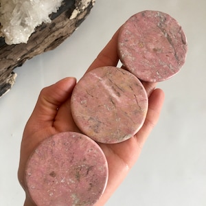 Rhodonite Round Plate, Charging Plate, Top Quality Rhodonite, Rhodonite