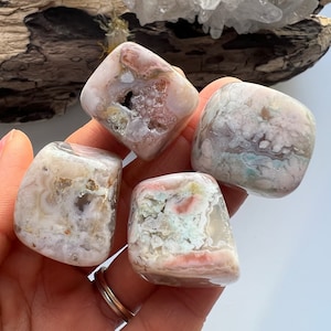 Cherry Blossom Agate Tumbled Stone, Cherry Blossom Agate, Tumbled Flower Agate, Flower Agate Tumbled Cube, Tumbled Flower Agate Cube