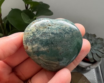 Polished Ocean Jasper Heart Crystal, Natural Stone Carving