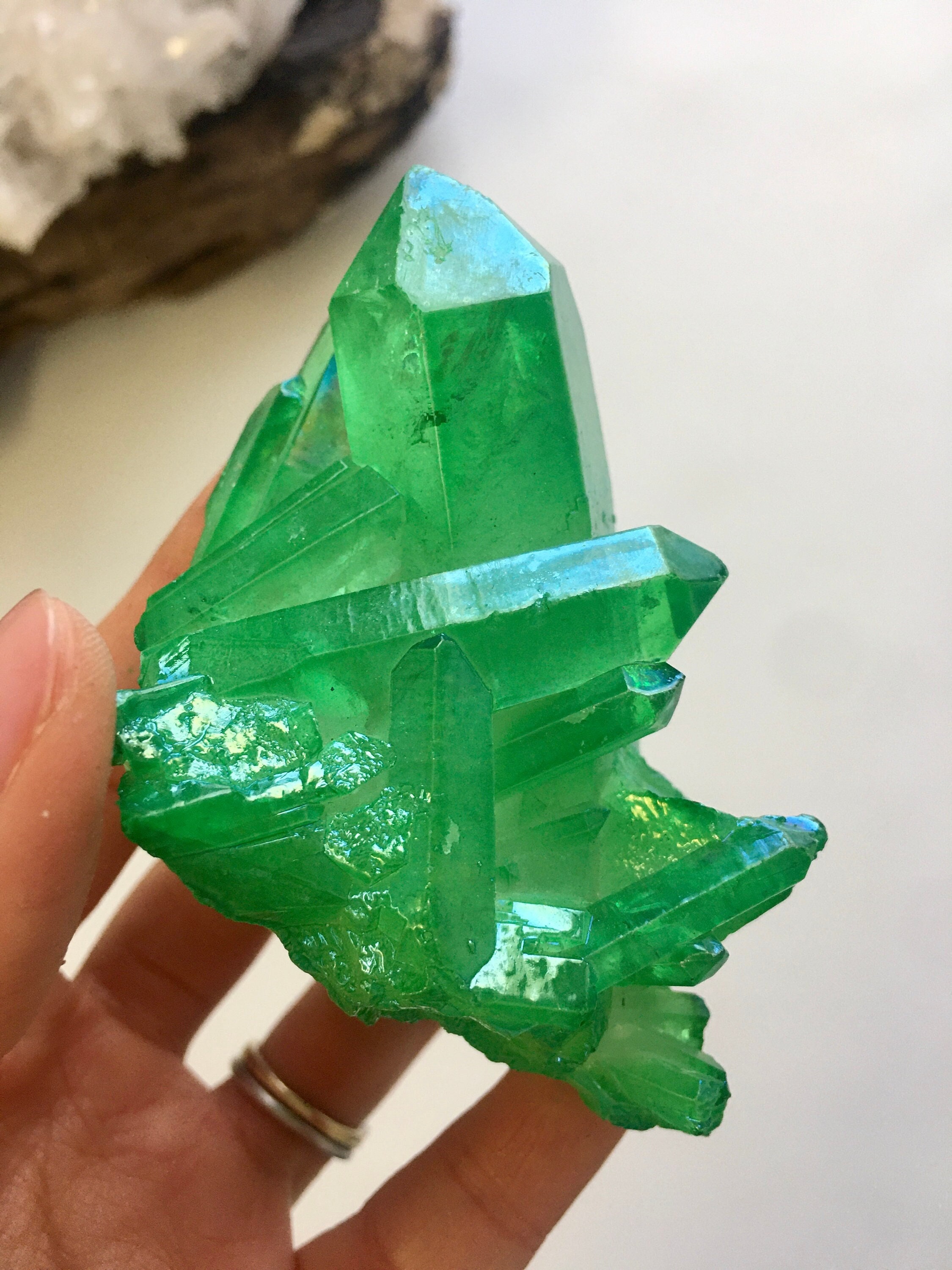 Green Aura Quartz Cluster Green Angel Aura Quartz Green Aura