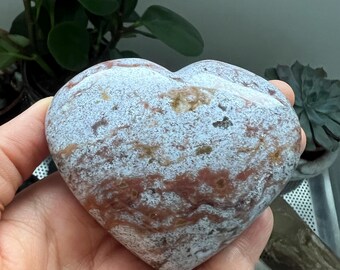 Natural Ocean Jasper Stone Heart – Polished Crystal Gift