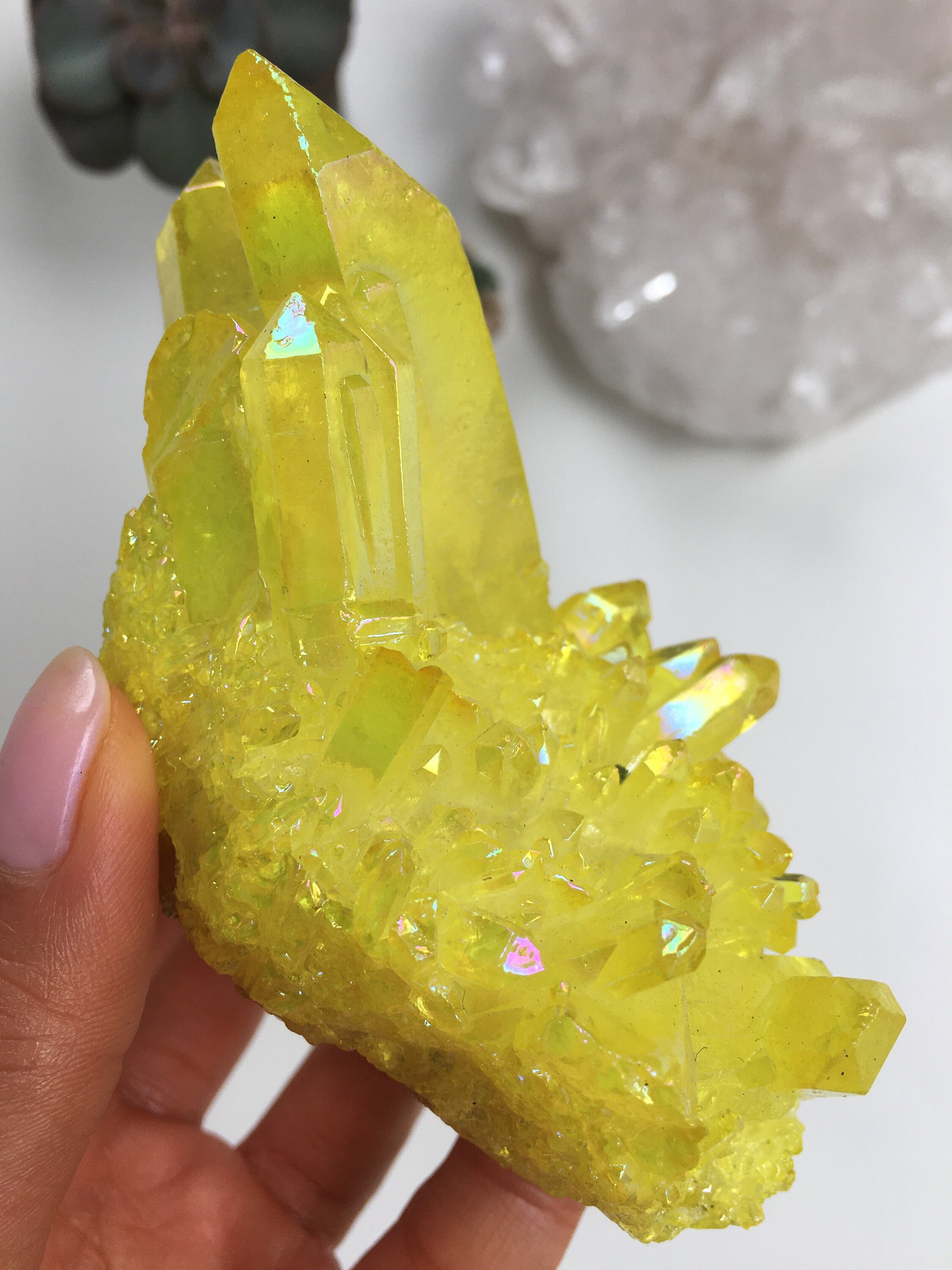 Yellow Aura Quartz Cluster Yellow Angel Aura Quartz Yellow Etsy Canada