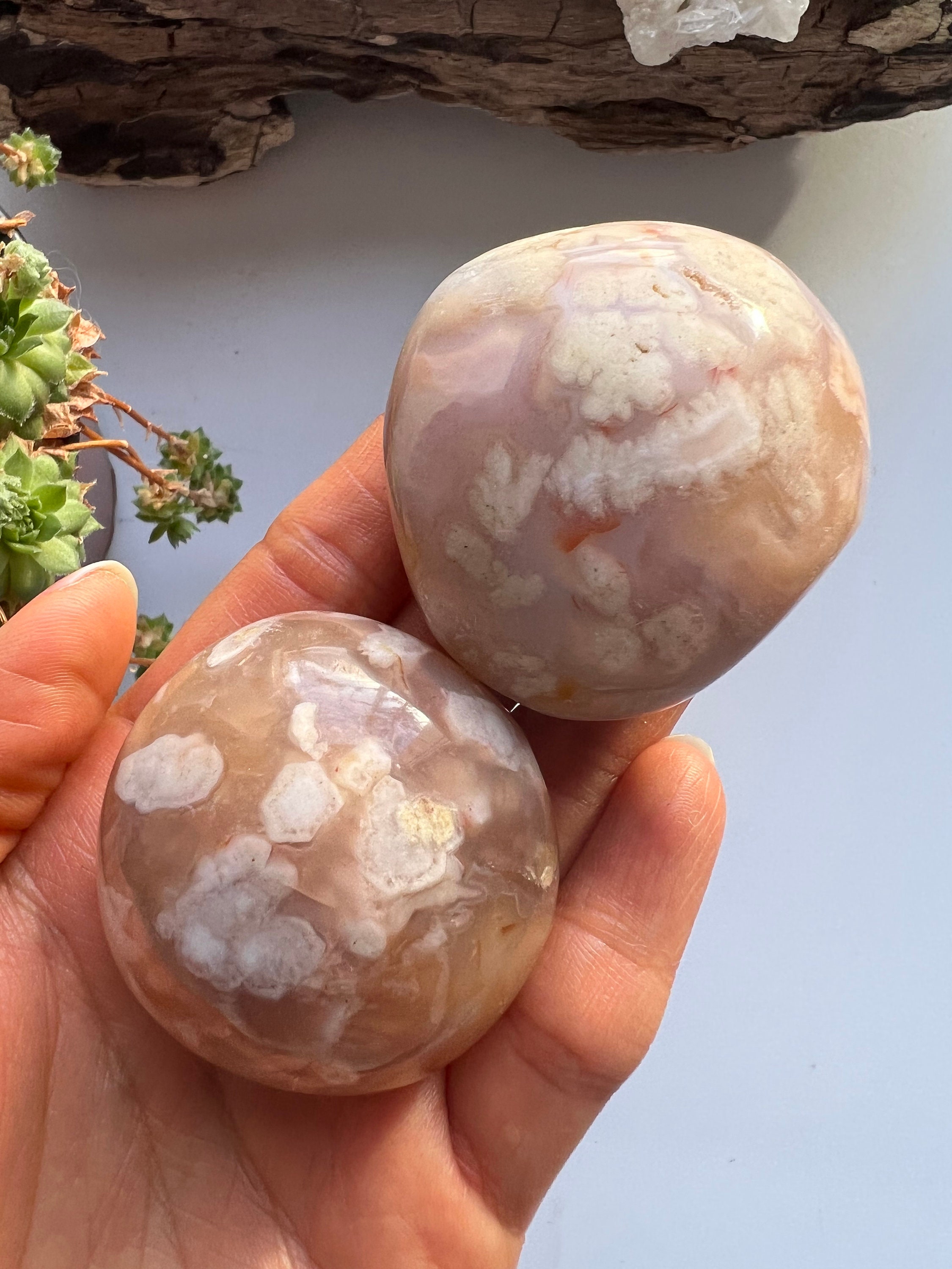 桜の瑪瑙パームストーン – 天然研磨花瑪瑙 - Etsy 日本