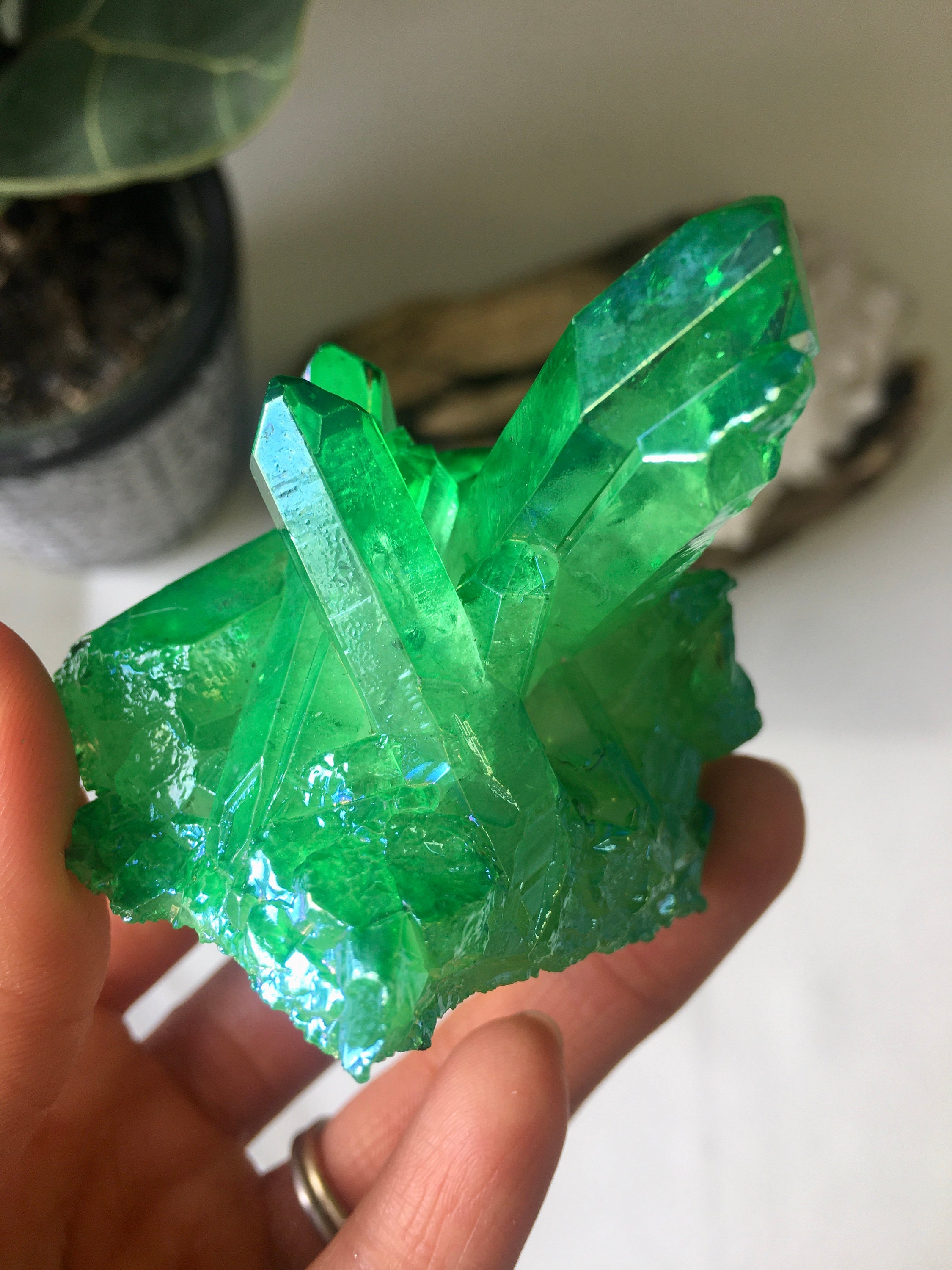 グリーン オーラ クォーツ クラスター、グリーン エンジェル オーラ