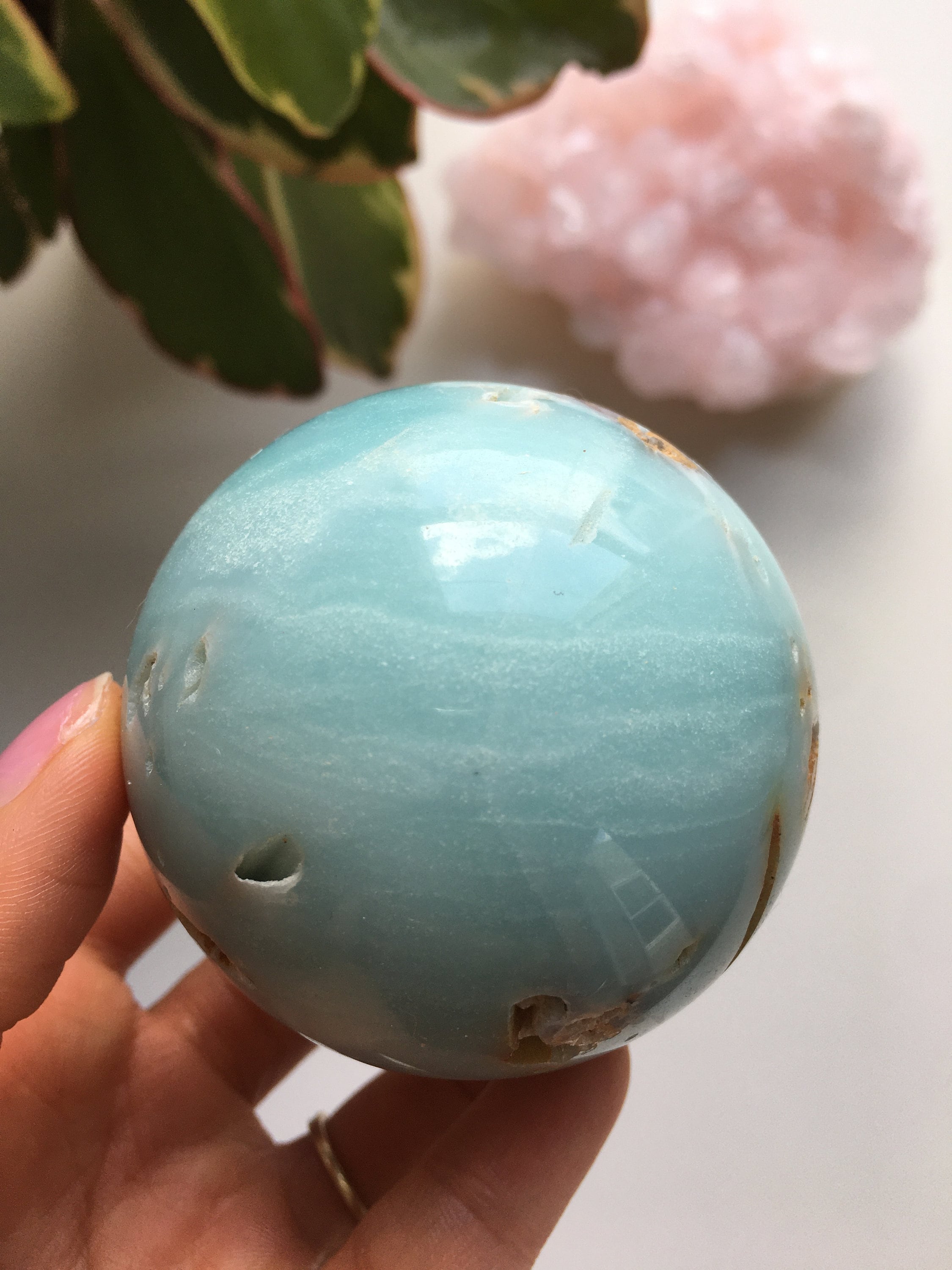 395G Blue Caribbean Calcite Sphere