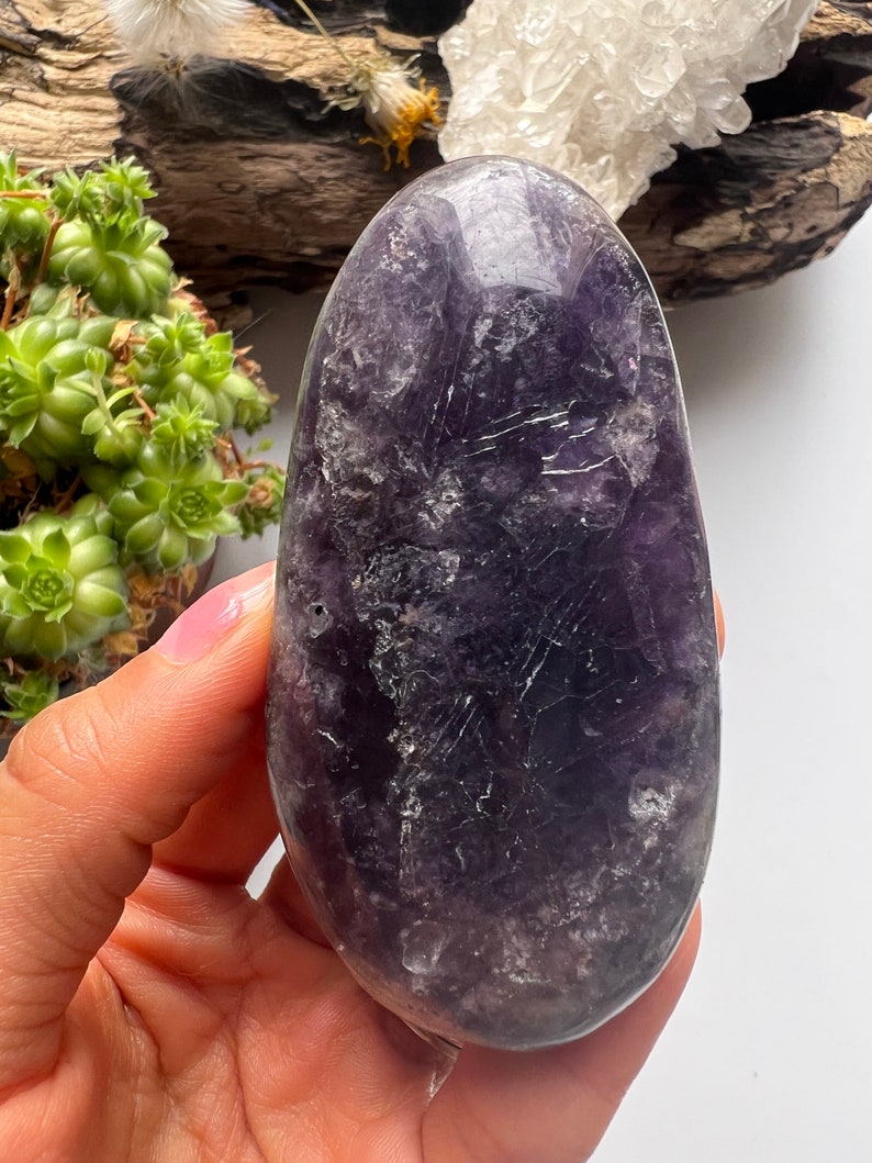 Dark Purple Fluorite Palm Stone Purple Fluorite Polished - Etsy
