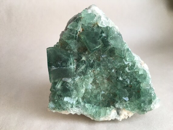 Raw Green Cubic Fluorite Cluster, Crystal Healing