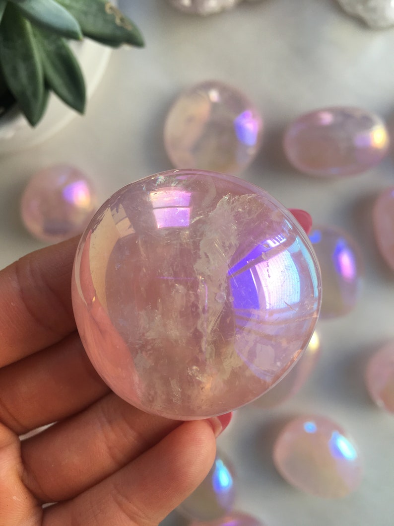 Angel Aura Rose Quartz Palm Stone Aura Rose Quartz Angel Etsy Canada