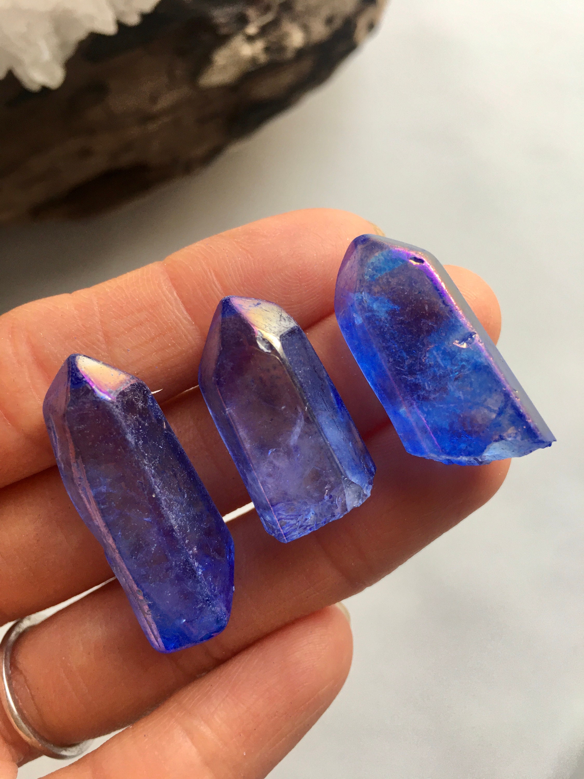 Indigo Aura Quartz Point Blue Aura Quartz Point Blue Indigo Etsy Canada