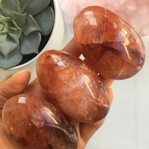 Red Hematoid Quartz Palm Stone, Red Hematoid Quartz, Hematoid Quartz
