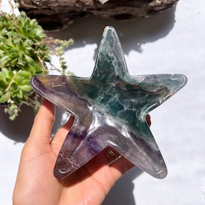 Rainbow Fluorite Star Bowl, Crystal Bowl, Rainbow Fluorite Bowl, Rainbow Fluorite, Star Bowl, Crystal Gift, Polished Rainbow Fluorite