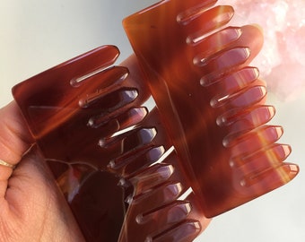 Carnelian Agate Pocket Comb, Healing comb, Carnelian Agate, Healing Crystal Comb, Polished Carnelian Agate, Crystal Healing, Bridal Comb