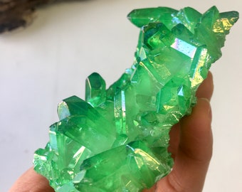 グリーンオーラ水晶クラスター、チャクラバランス調整クリスタル