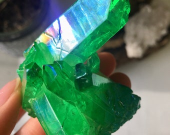 グリーン オーラ クォーツ クラスター、グリーン エンジェル オーラ