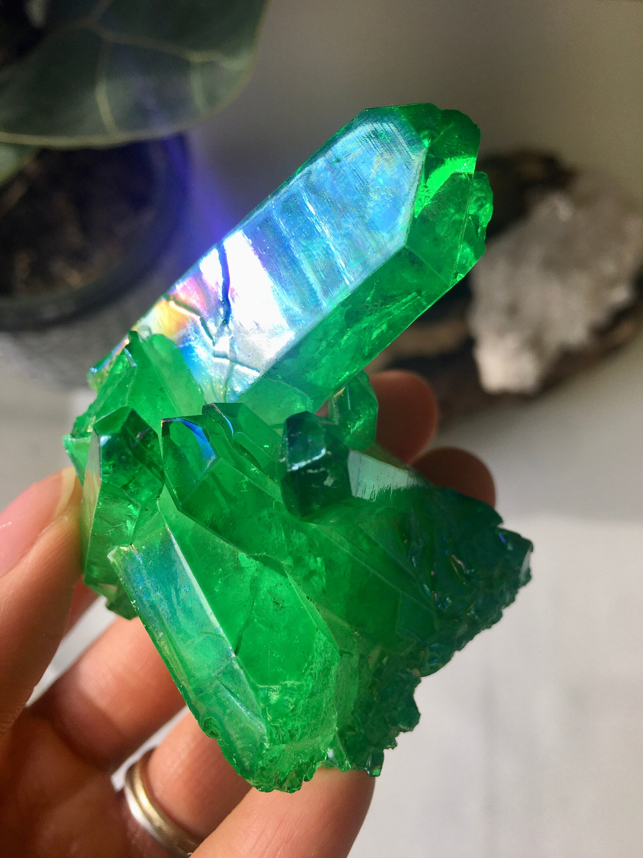 グリーン オーラ クォーツ クラスター、グリーン エンジェル オーラ