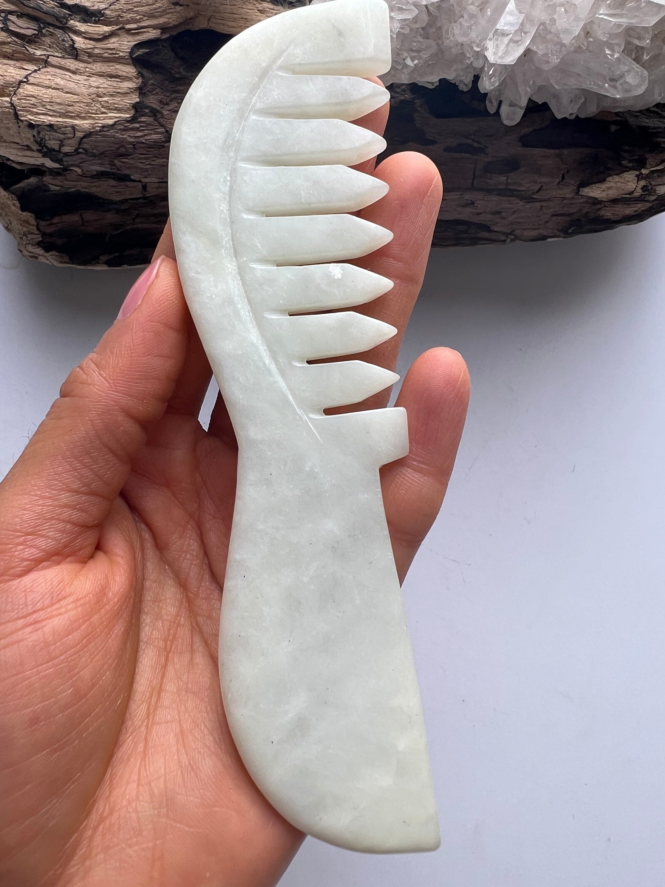 Jade Comb Green Jade Comb Crystal Healing Comb Crystal Etsy