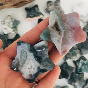 Moss Agate Star, Polished Moss Agate, Green Moss Agate, Natural Moss Agate, Crystal Star, Star Crystal, Crystal Healing, Moss Agate