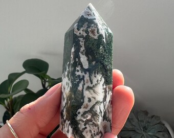 Green Moss Agate Tower Point, Healing Crystal